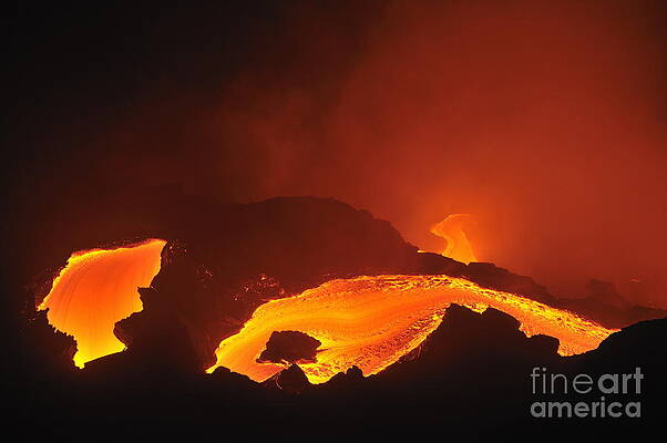 Wall Art featuring the photograph River Of Molten Lava Flowing To The Sea #2 by Sami Sarkis Photography