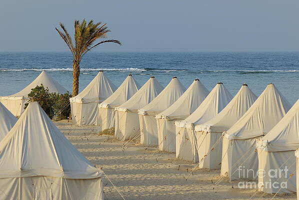 Beach Wall Art featuring the photograph Tents On Beach #2 by Sami Sarkis Photography