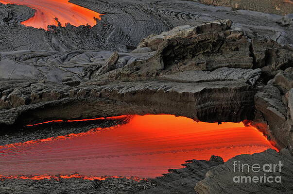 Wall Art featuring the photograph River Of Molten Lava Flowing To The Sea #3 by Sami Sarkis Photography