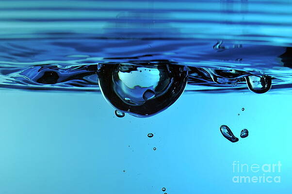 Wall Art featuring the photograph Droplet Forming Bubble Underwater #5 by Sami Sarkis Photography