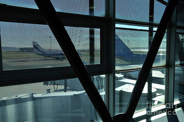 Transportation Wall Art featuring the photograph Airplanes On Tarmac From Boarding Tunnel by Sami Sarkis Photography