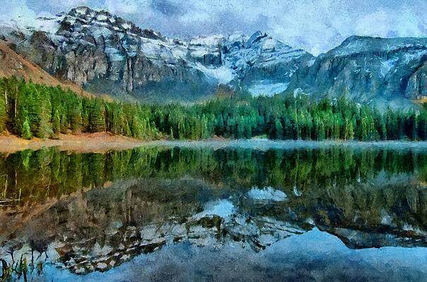 Tranquil Mountain Lake Reflection Wall Art