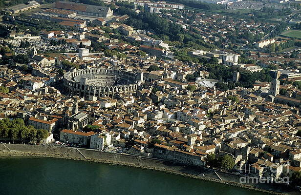 City Photograph - Arles And Roman Arena On Rhone River by Sami Sarkis Photography