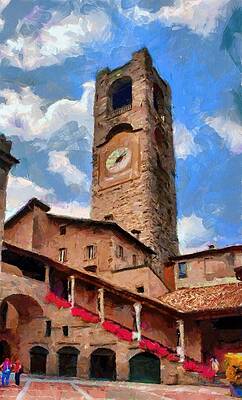 Wall Art featuring the painting Bergamo Bell Tower by Jeffrey Kolker