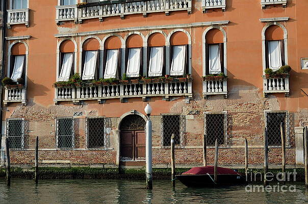 Transportation Wall Art featuring the photograph Boat Docked On Grand Canal by Sami Sarkis Photography