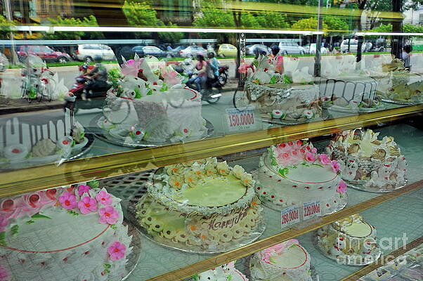 City Photograph - Cakes Behind A Store Window by Sami Sarkis Photography
