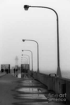 Wall Art featuring the photograph Canal Park Lighthouse In Fog by Duluth To Door County Photography