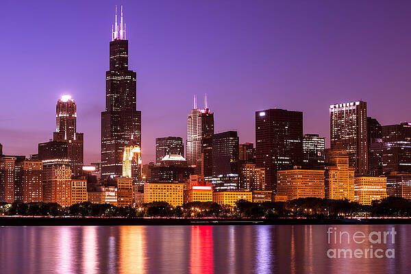 Illinois Wall Art featuring the photograph Chicago Skyline At Night High Resolution Image by Paul Velgos