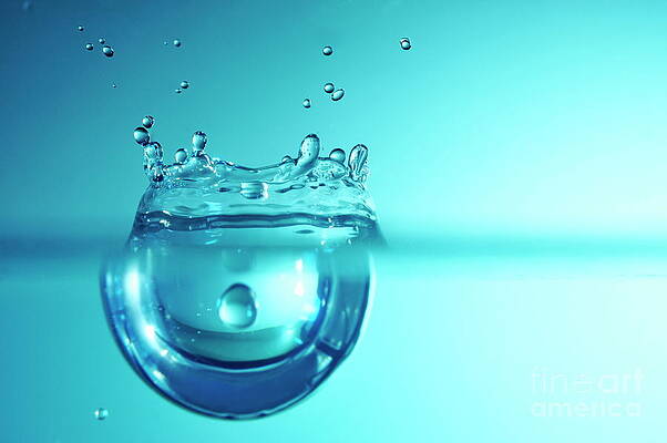 Wall Art featuring the photograph Droplet Forming Bubble Underwater by Sami Sarkis Photography