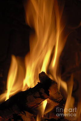 Close Up Photograph - Flames Of Burning Fire In Fireplace by Sami Sarkis Photography