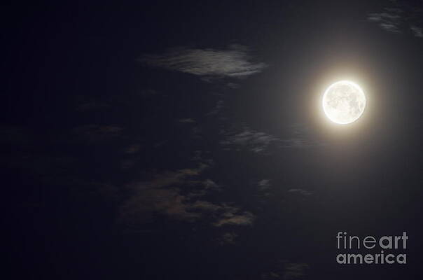 Cloud Photograph - Full Moon And Clouds by Sami Sarkis Photography