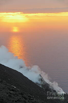 Wall Art featuring the photograph Fumaroles Smoke From Stromboli Volcano by Sami Sarkis Photography