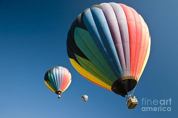 Sky Photograph - Hot Air Balloons Ascend by Darcy Michaelchuk