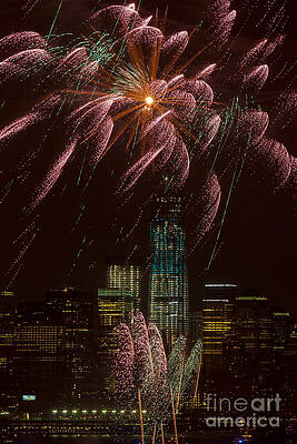 Wall Art featuring the photograph Hudson River Fireworks X by Clarence Holmes