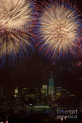 Wall Art featuring the photograph Hudson River Fireworks XI by Clarence Holmes