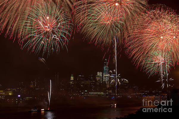 Wall Art featuring the photograph Hudson River Fireworks XII by Clarence Holmes