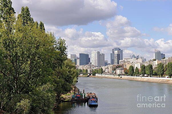 City Photograph - La Defense Financial District And  Seine River by Sami Sarkis Photography