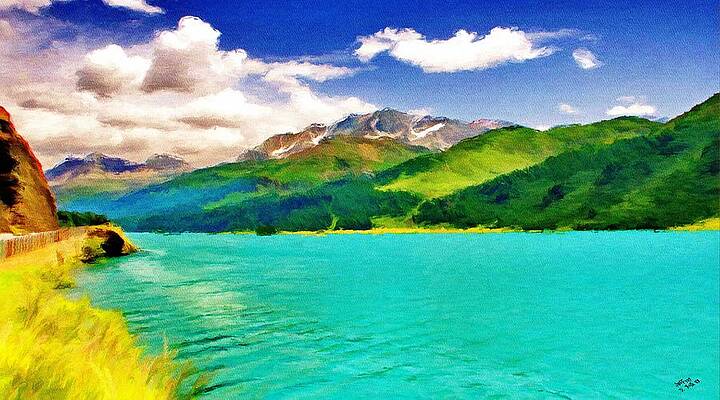 Mountain Wall Art featuring the painting Lake Sils by Jeffrey Kolker