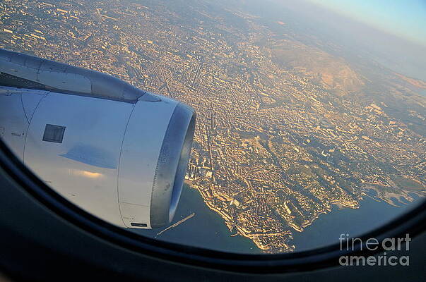City Photograph - Marseille City From An Airplane Porthole by Sami Sarkis Photography