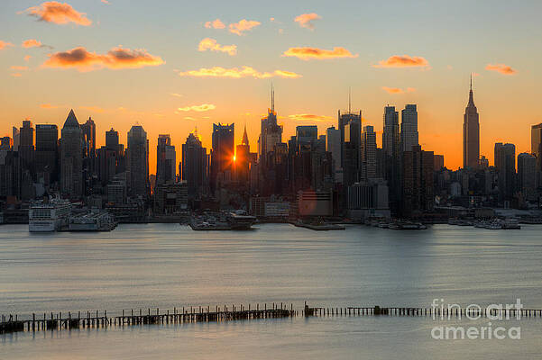 Empire State Building Wall Art featuring the photograph New York City Skyline At Sunrise I by Clarence Holmes