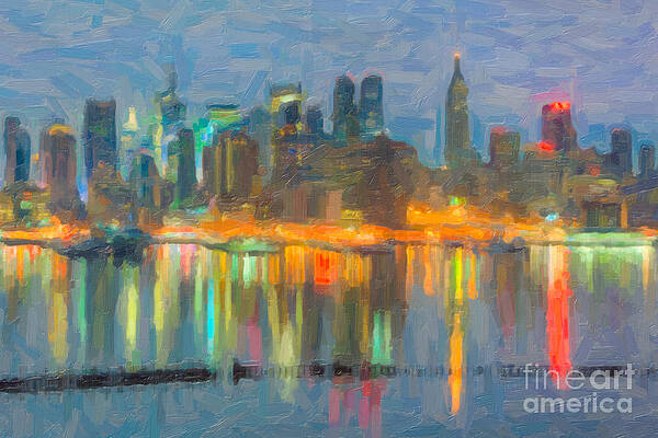Empire State Building Wall Art featuring the photograph New York City Skyline In Oil by Clarence Holmes