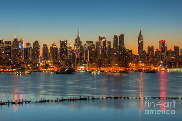 Reflection Wall Art featuring the photograph New York City Skyline Morning Twilight III by Clarence Holmes