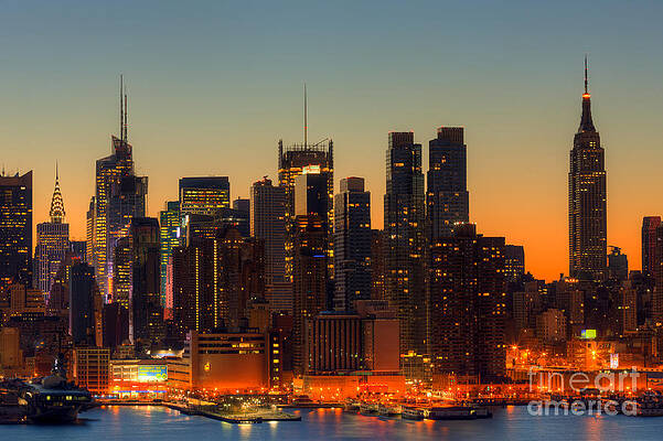 Empire State Building Wall Art featuring the photograph New York City Skyline Morning Twilight VI by Clarence Holmes