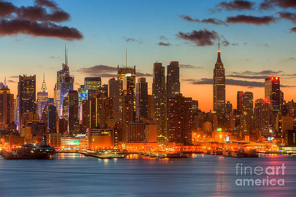 Empire State Building Wall Art featuring the photograph New York City Skyline Morning Twilight VII by Clarence Holmes