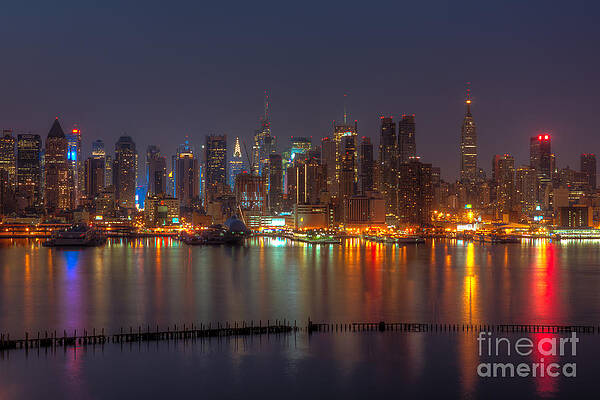 Empire State Building Wall Art featuring the photograph New York City Skyline Morning Twilight XIII by Clarence Holmes