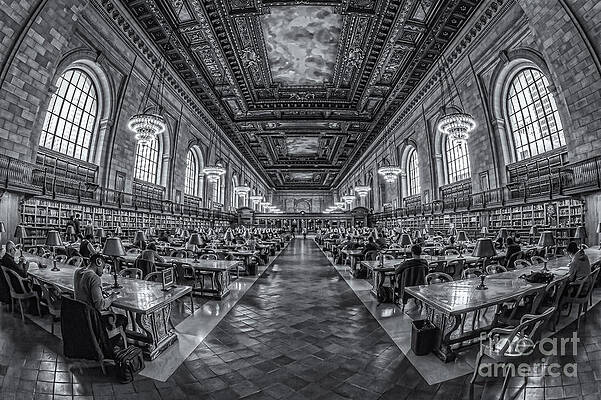 Wall Art featuring the photograph New York Public Library Main Reading Room IV by Clarence Holmes