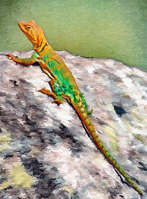 Mountain Wall Art featuring the painting Oklahoma Collared Lizard by Jeffrey Kolker