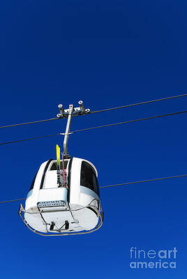 Transportation Wall Art featuring the photograph Overhead Cable Car Against Blue Sky by Sami Sarkis Photography
