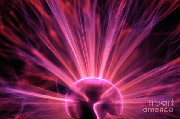 Nobody Photograph - Plasma Ball Making Electric Discharges From A Central Electrode by Sami Sarkis Photography