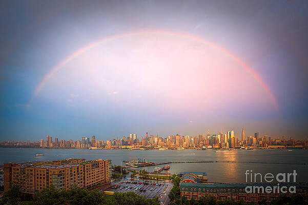 Wall Art featuring the photograph Rainbow Over New York City II by Clarence Holmes