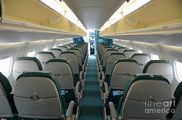 Transportation Wall Art featuring the photograph Rows Of Empty Airplane Seats by Sami Sarkis Photography