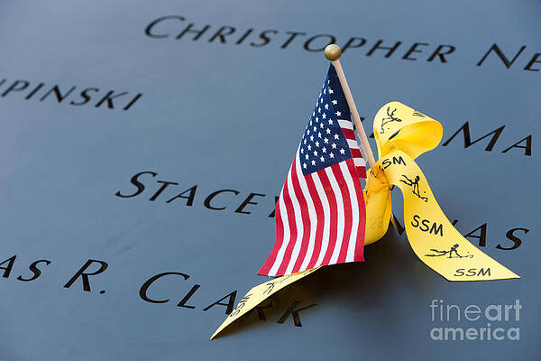Wall Art featuring the photograph September 11 Memorial Flag I by Clarence Holmes
