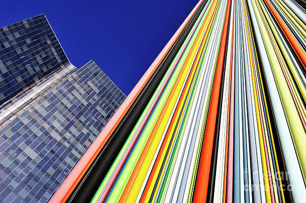 City Photograph - Skyscraper And Multi Coloured Stripes by Sami Sarkis Photography