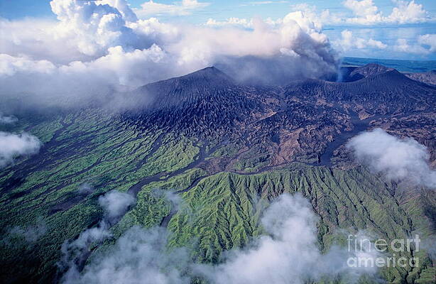 Outdoors Wall Art featuring the photograph Smoking Mount Benbow Volcano In Vanuatu by Sami Sarkis Photography