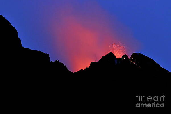 Wall Art featuring the photograph Stromboli Volcano Erupting by Sami Sarkis Photography
