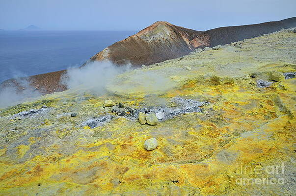 Wall Art featuring the photograph Sulphur And Fumaroles Smoke On Vulcano Island by Sami Sarkis Photography