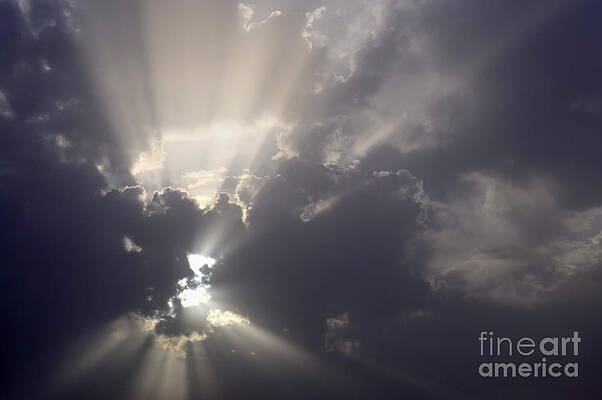 Cloud Photograph - Sun Shining Through Clouds by Sami Sarkis Photography