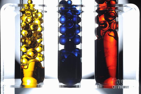 Wall Art featuring the photograph Test Tubes With Colorful Water Droplets by Sami Sarkis Photography