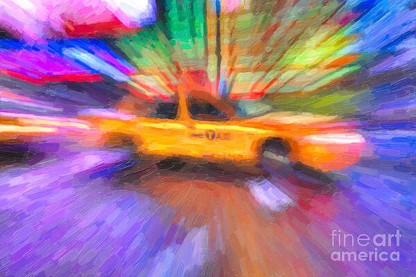 Wall Art featuring the photograph Times Square Taxi In Oil I by Clarence Holmes