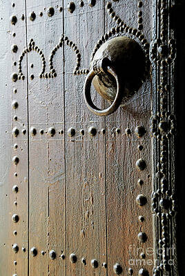 Close Up Photograph - Traditional Wooden Gates With Knocker by Sami Sarkis Photography