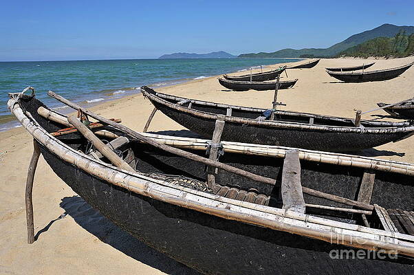 Beach Wall Art featuring the photograph Traditionnal Fishing Boats On Vinh Hien Beach by Sami Sarkis Photography