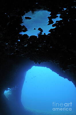Outdoors Wall Art featuring the photograph Underwater Cave With Arch And Reflection by Sami Sarkis Photography