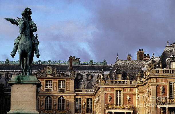 Cloud Photograph - Versailles Palace's Courtyard With King Louis 14th Statue by Sami Sarkis Photography