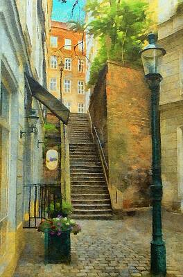 Wall Art featuring the painting Viennese Side Street by Jeffrey Kolker