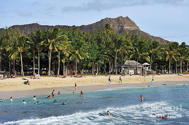 Wall Art featuring the photograph Waikiki Beach And Diamond Head by Sami Sarkis Photography