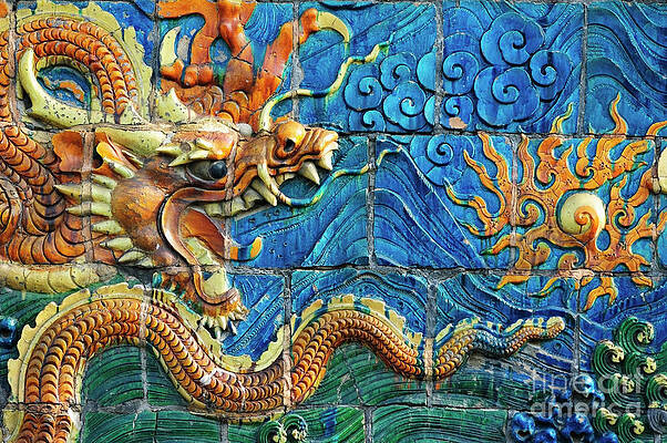 Colorful Chinese Dragon Relief Wall Art